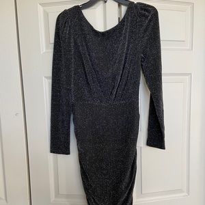 Lulus black sparkly midi dress